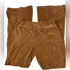 Brown Ribbed Women's Flared Pants Size Medium